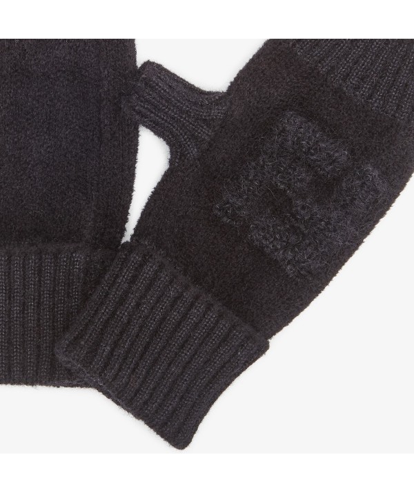 black ff knit mittens